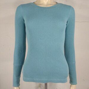 Sundance teal blue Cotton long sleeve thermal shirt ladies PXS Petite X-Small